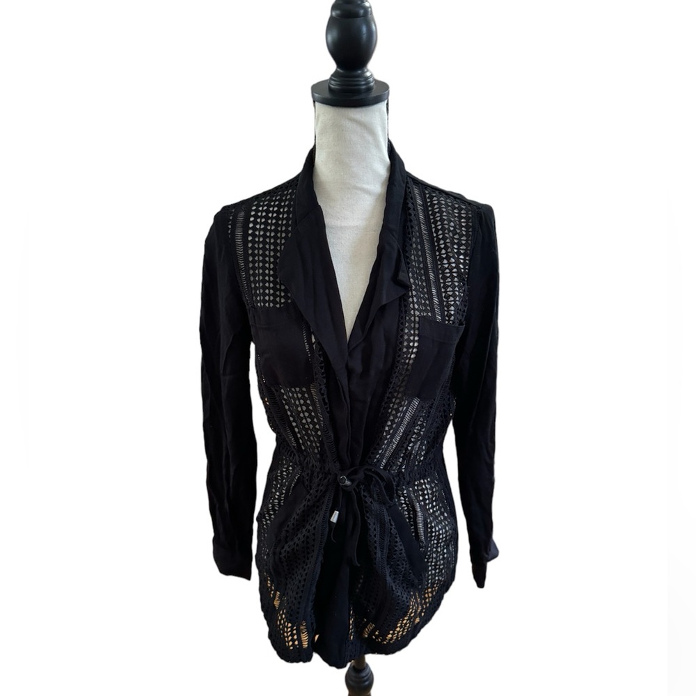 Crochet Net Front Button Down Top - image 1